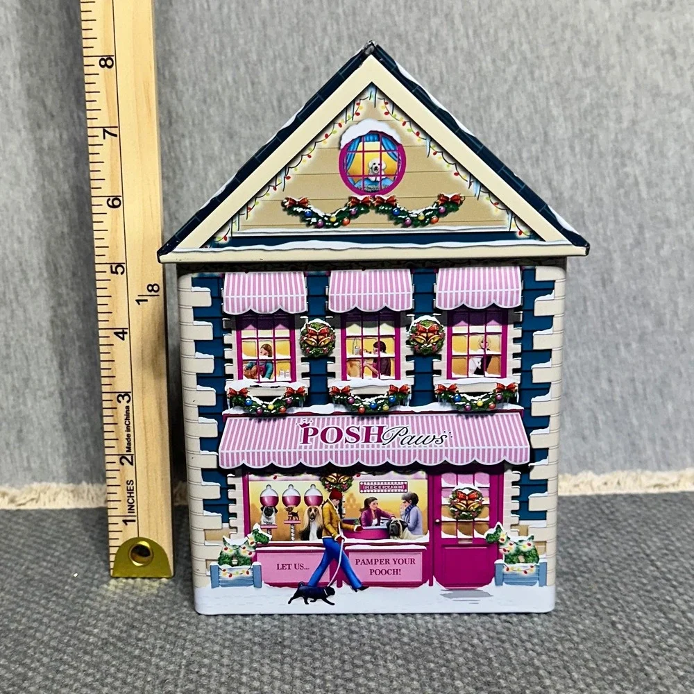 Harry London Posh Paws Pet Boutique House Tin Christmas Holiday Collectible